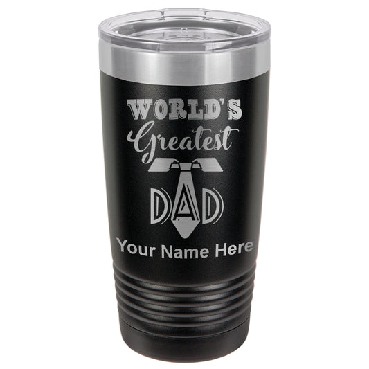 20oz Vacuum Insulated Tumbler Mug, World's Greatest Dad, Personalized Engraving Included