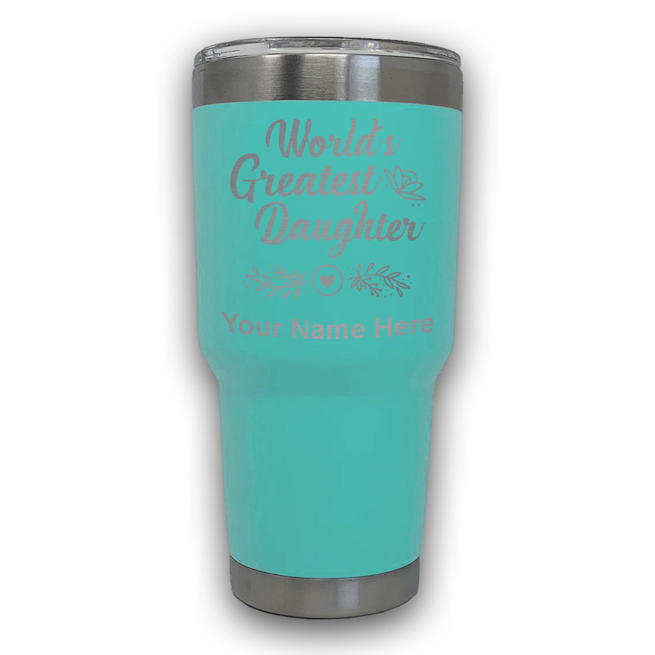LaserGram 30oz Tumbler Mug, World's Greatest Daughter, Personalized Engraving Included