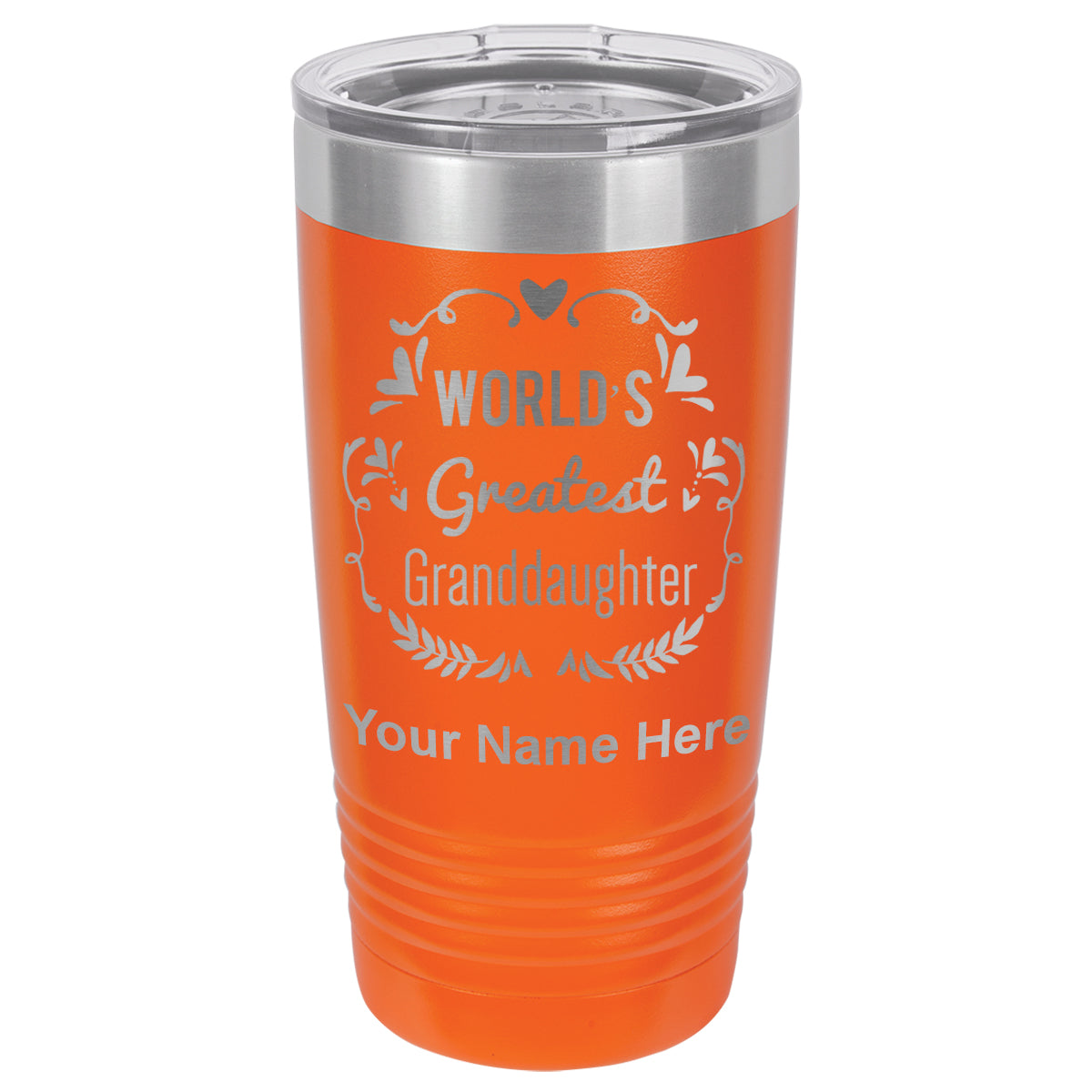 20oz Vacuum Insulated Tumbler Mug, World's Greatest Granddaughter, Personalized Engraving Included