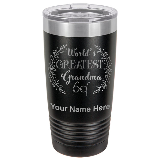 20oz Vacuum Insulated Tumbler Mug, World's Greatest Grandma, Personalized Engraving Included