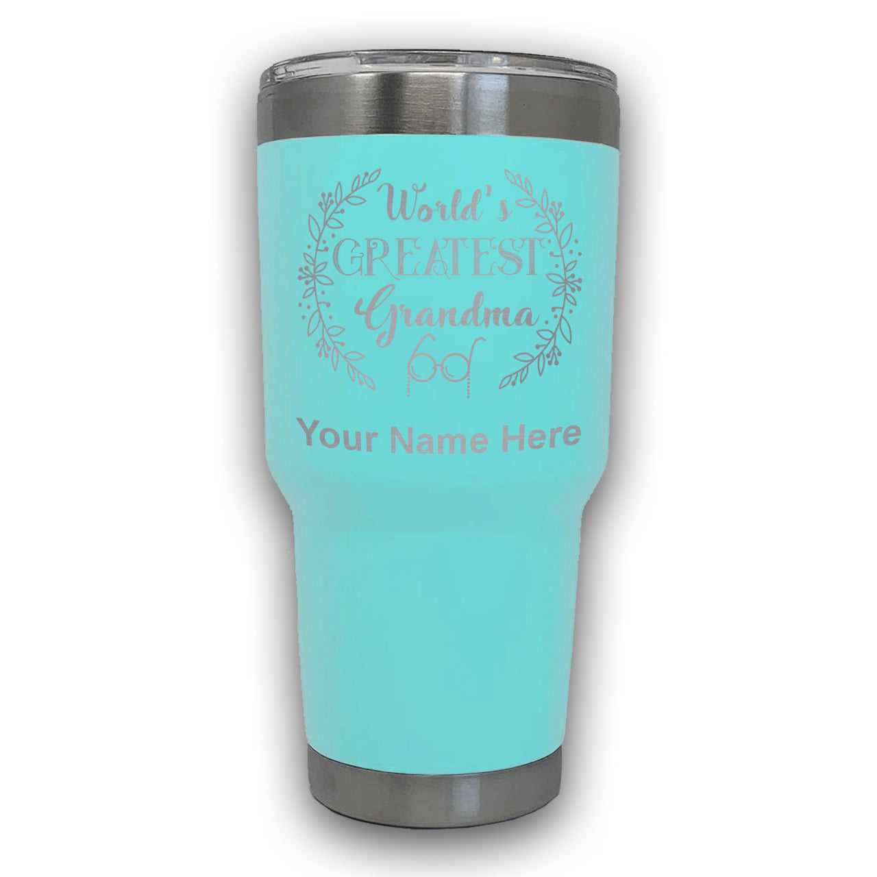 LaserGram 30oz Tumbler Mug, World's Greatest Grandma, Personalized Engraving Included