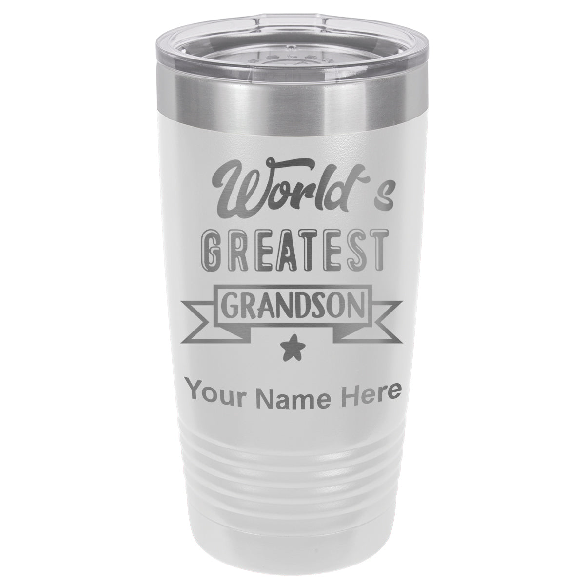 20oz Vacuum Insulated Tumbler Mug, World's Greatest Grandson, Personalized Engraving Included