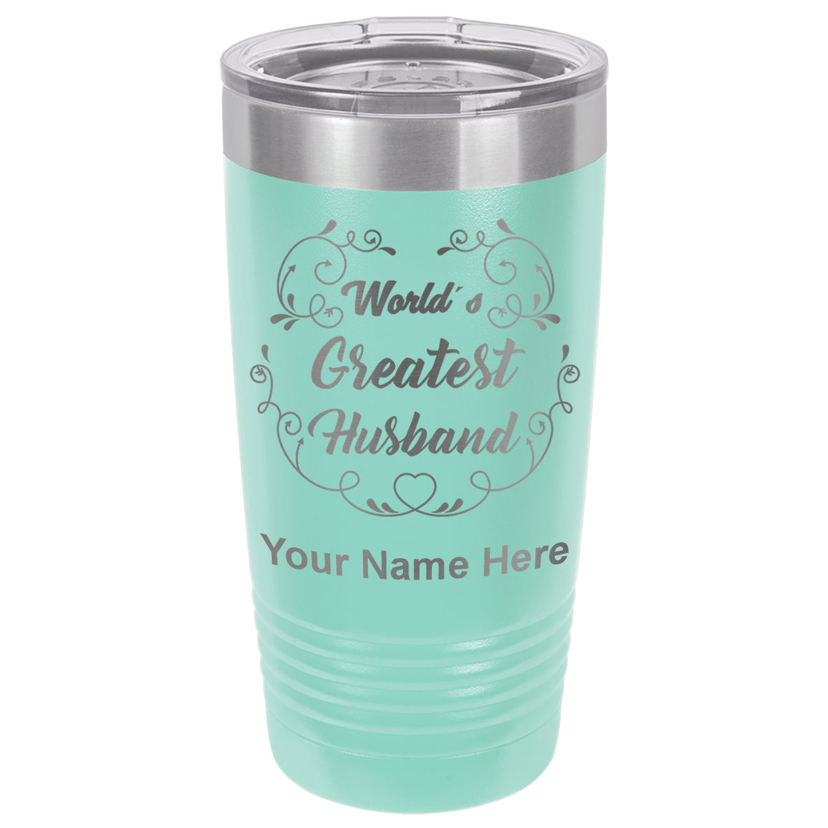 20oz Vacuum Insulated Tumbler Mug, World's Greatest Husband, Personalized Engraving Included