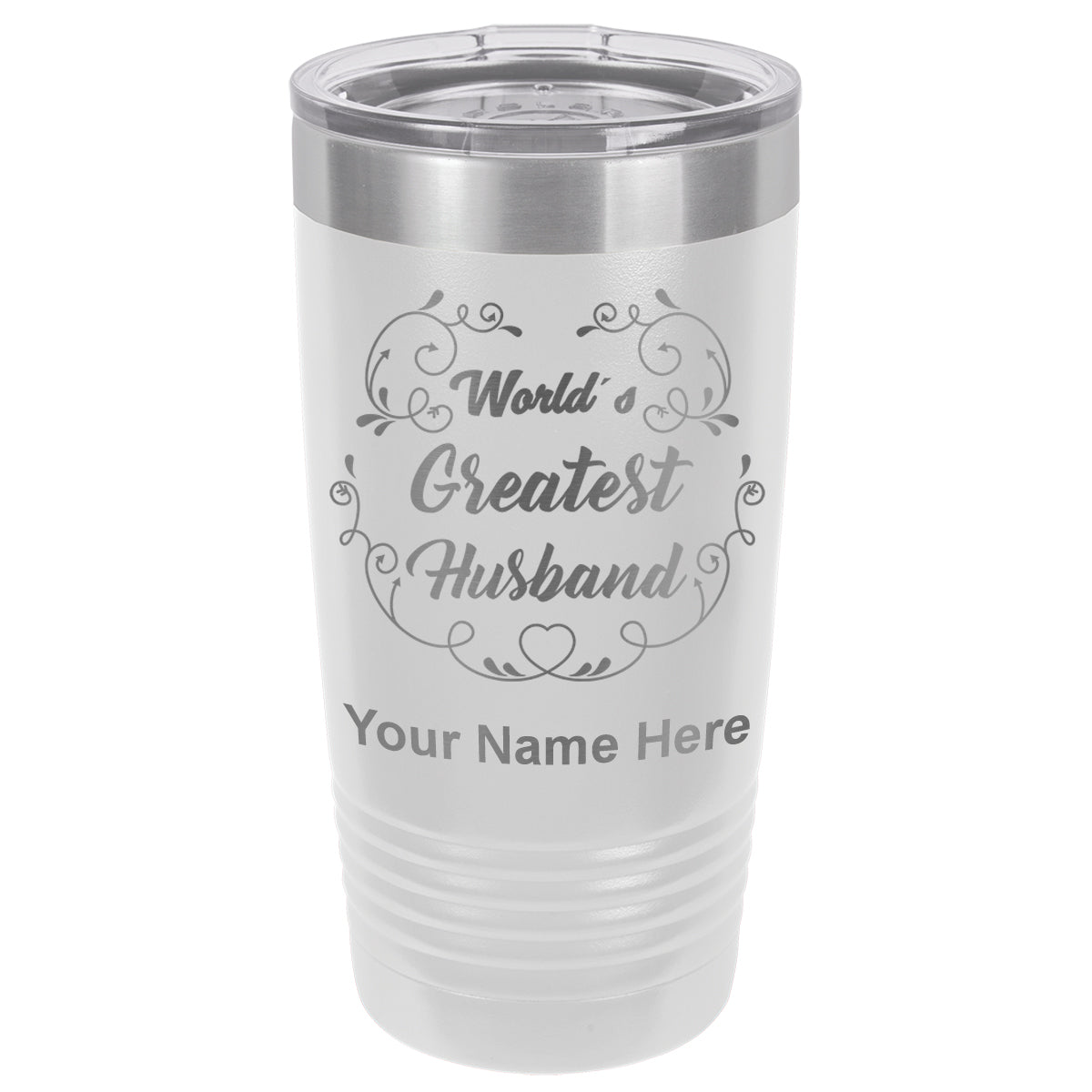 20oz Vacuum Insulated Tumbler Mug, World's Greatest Husband, Personalized Engraving Included
