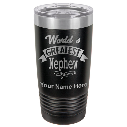 20oz Vacuum Insulated Tumbler Mug, World's Greatest Nephew, Personalized Engraving Included