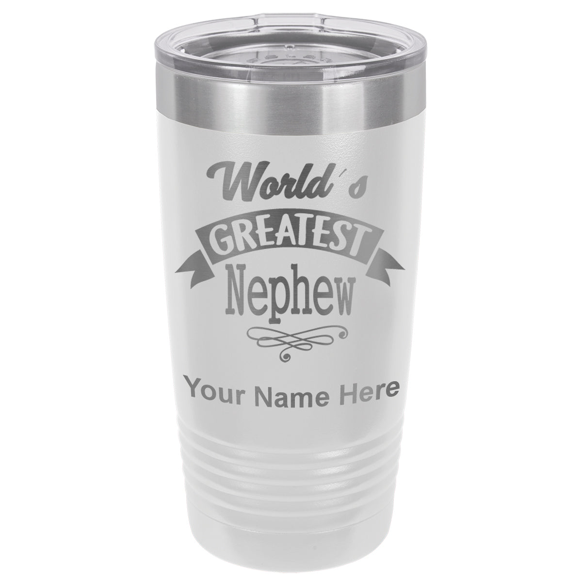 20oz Vacuum Insulated Tumbler Mug, World's Greatest Nephew, Personalized Engraving Included