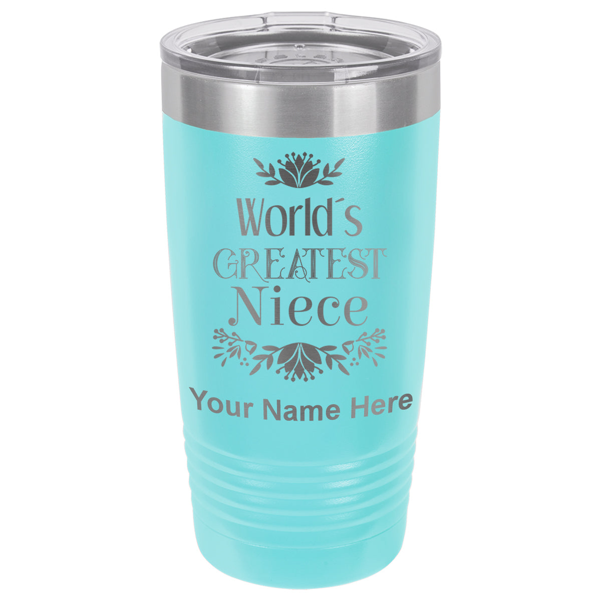 20oz Vacuum Insulated Tumbler Mug, World's Greatest Niece, Personalized Engraving Included