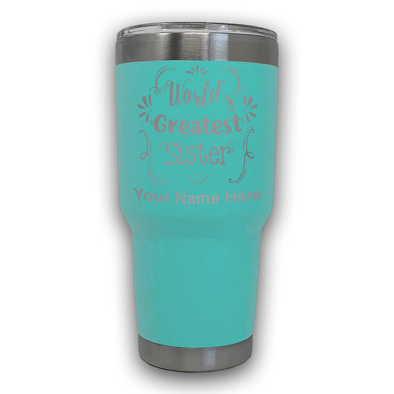 LaserGram 30oz Tumbler Mug, World's Greatest Sister, Personalized Engraving Included