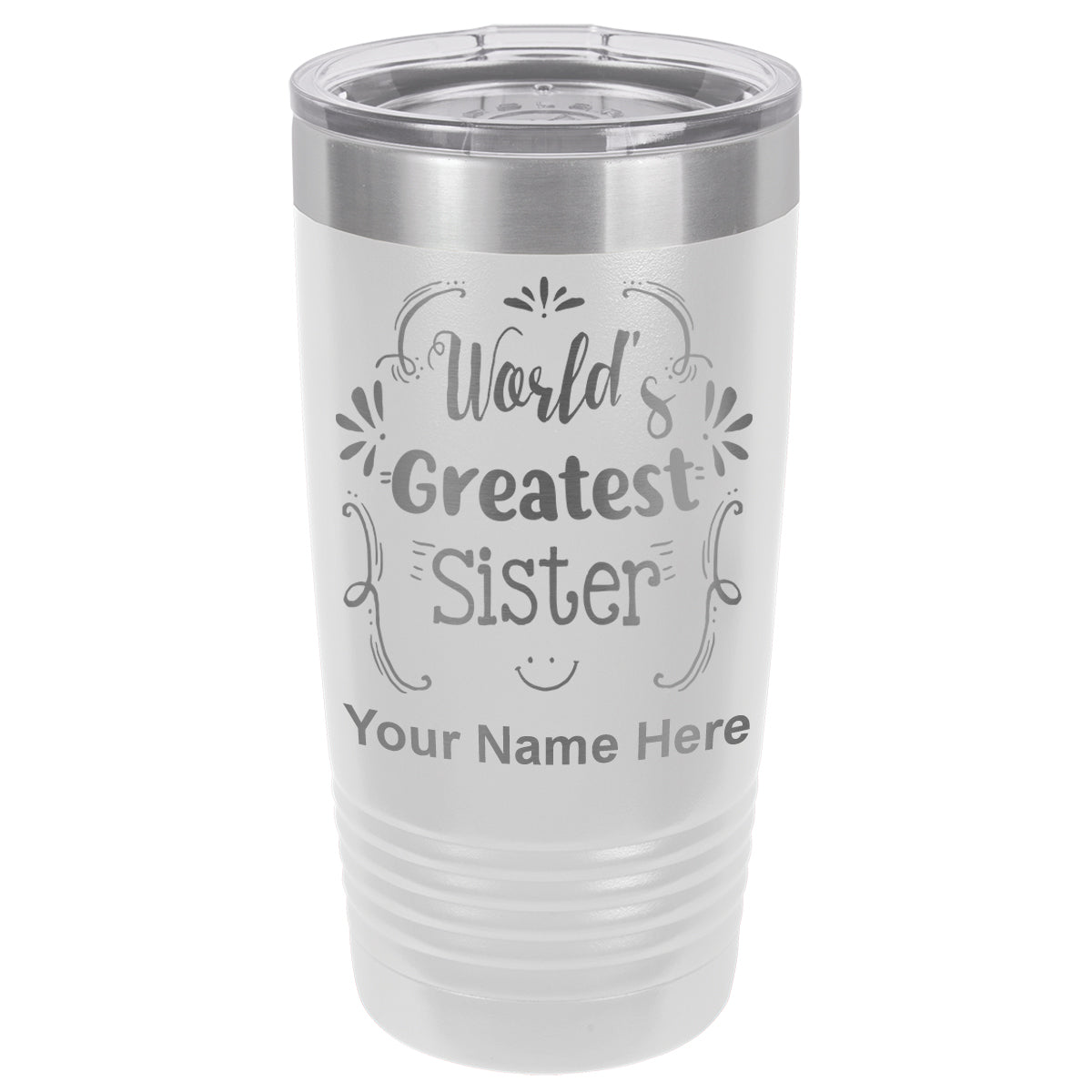 20oz Vacuum Insulated Tumbler Mug, World's Greatest Sister, Personalized Engraving Included
