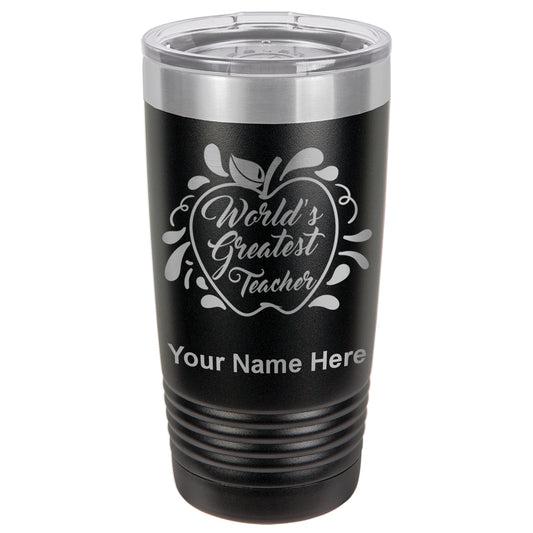 20oz Vacuum Insulated Tumbler Mug, World's Greatest Teacher, Personalized Engraving Included