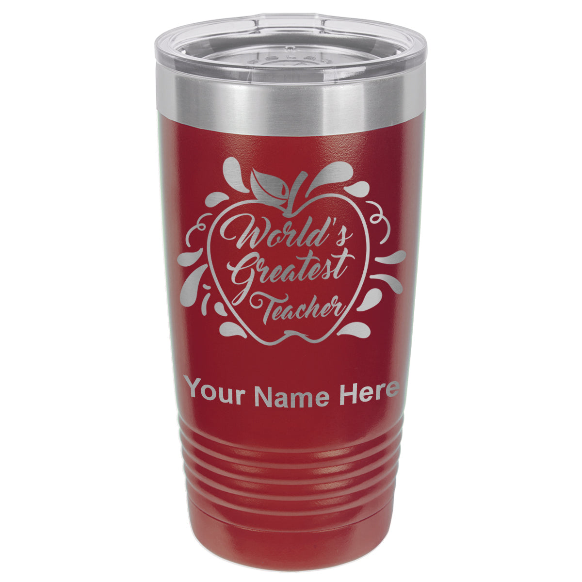 20oz Vacuum Insulated Tumbler Mug, World's Greatest Teacher, Personalized Engraving Included