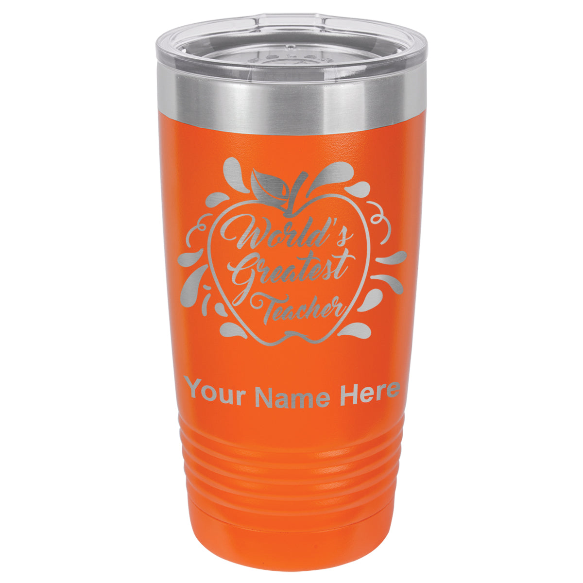 20oz Vacuum Insulated Tumbler Mug, World's Greatest Teacher, Personalized Engraving Included