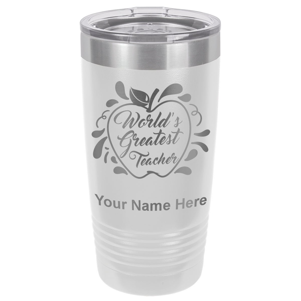 20oz Vacuum Insulated Tumbler Mug, World's Greatest Teacher, Personalized Engraving Included