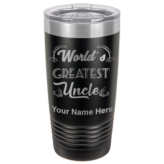 20oz Vacuum Insulated Tumbler Mug, World's Greatest Uncle, Personalized Engraving Included