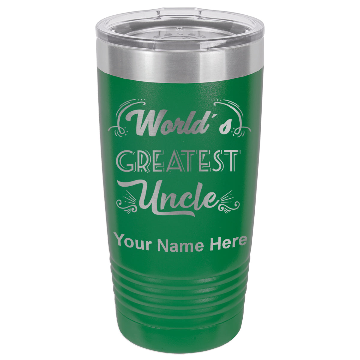 20oz Vacuum Insulated Tumbler Mug, World's Greatest Uncle, Personalized Engraving Included