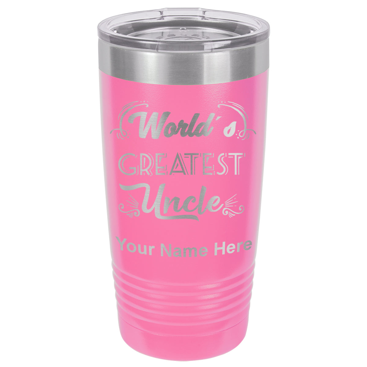 20oz Vacuum Insulated Tumbler Mug, World's Greatest Uncle, Personalized Engraving Included