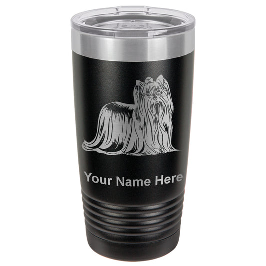 20oz Vacuum Insulated Tumbler Mug, Yorkshire Terrier Dog, Personalized Engraving Included
