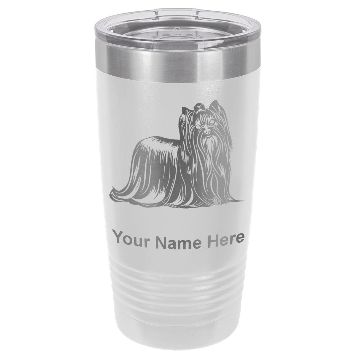 20oz Vacuum Insulated Tumbler Mug, Yorkshire Terrier Dog, Personalized Engraving Included