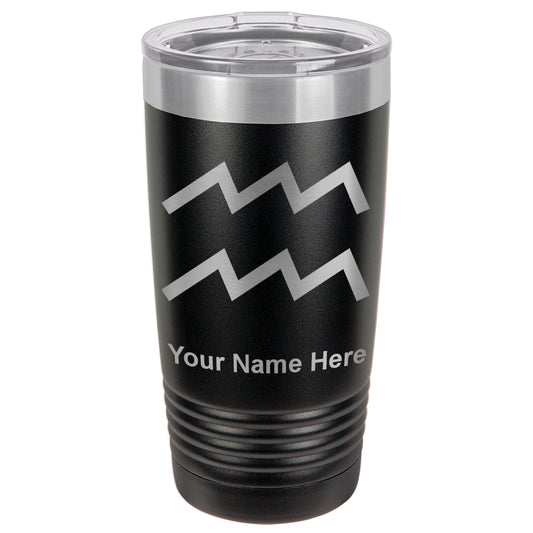 20oz Vacuum Insulated Tumbler Mug, Zodiac Sign Aquarius, Personalized Engraving Included