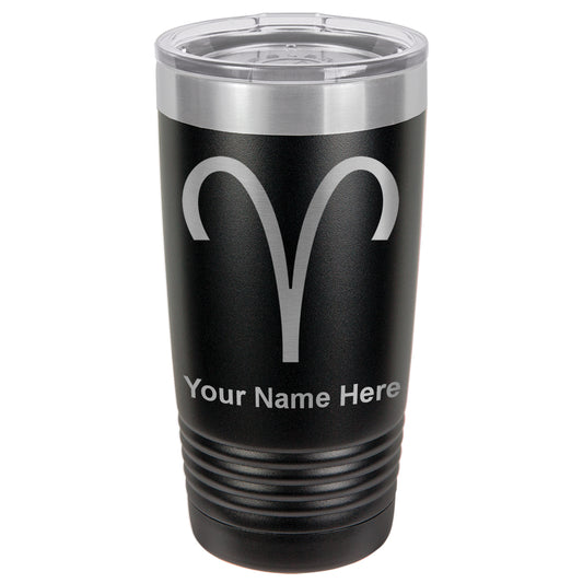 20oz Vacuum Insulated Tumbler Mug, Zodiac Sign Aries, Personalized Engraving Included