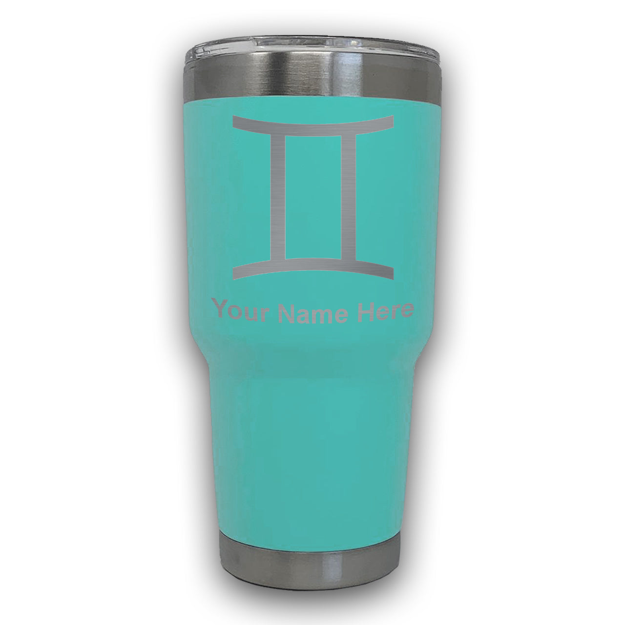 LaserGram 30oz Tumbler Mug, Zodiac Sign Gemini, Personalized Engraving Included