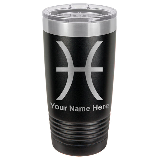 20oz Vacuum Insulated Tumbler Mug, Zodiac Sign Pisces, Personalized Engraving Included