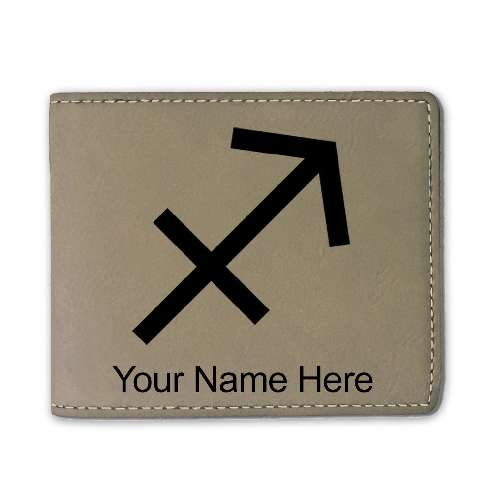 Faux Leather Bi-Fold Wallet, Zodiac Sign Sagittarius, Personalized Engraving Included
