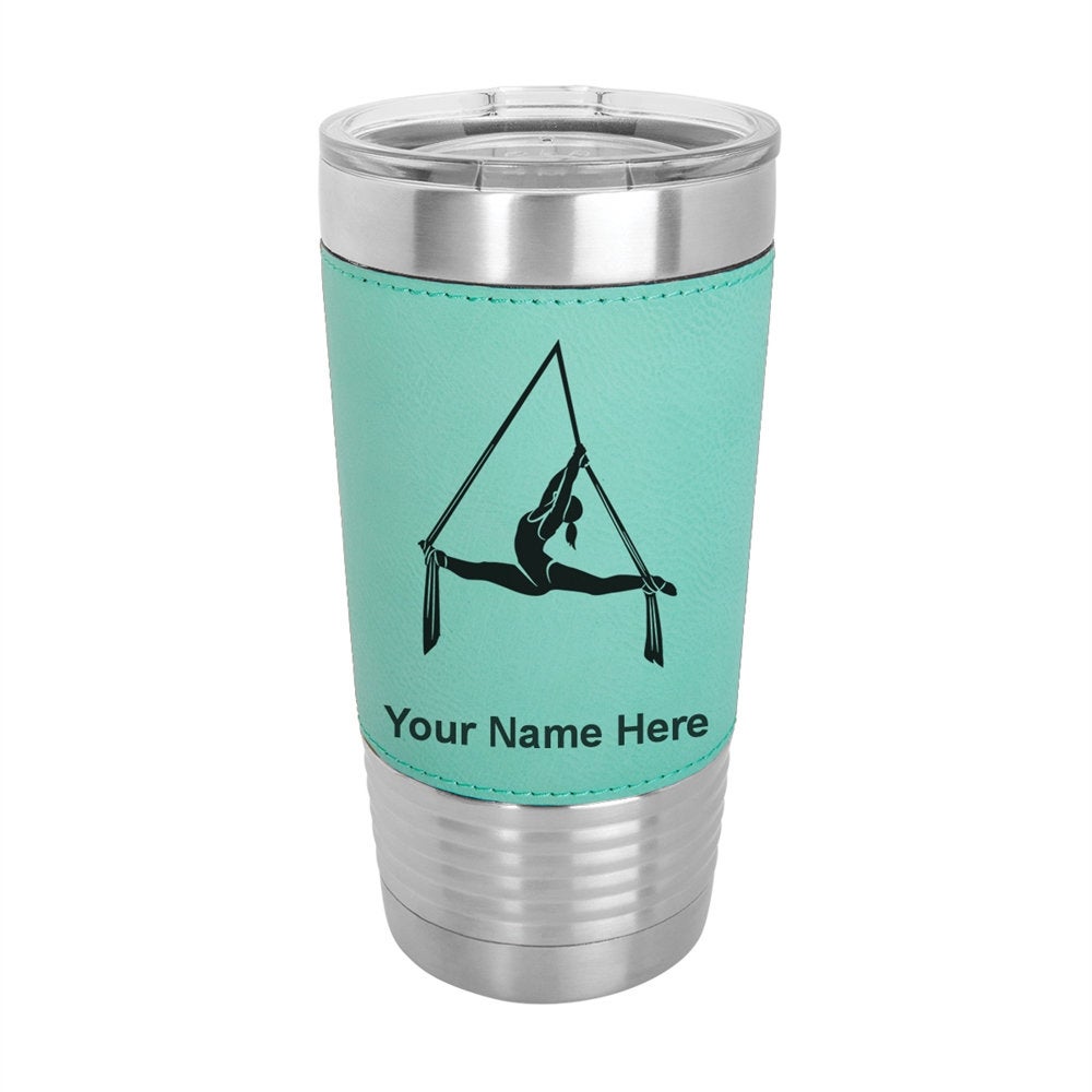 20oz Faux Leather Tumbler Mug, Aerial Silks, Personalized Engraving Included - LaserGram Custom Engraved Gifts