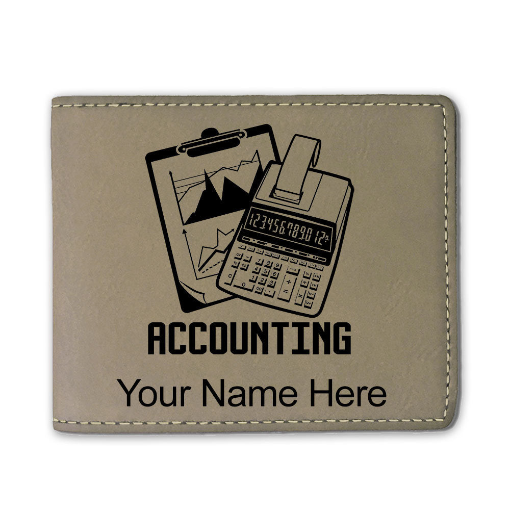 Faux Leather Bi-Fold Wallet, Accounting, Personalized Engraving Included - LaserGram Custom Engraved Gifts