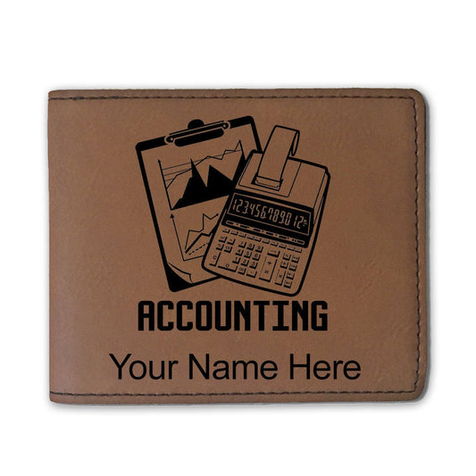 Faux Leather Bi-Fold Wallet, Accounting, Personalized Engraving Included - LaserGram Custom Engraved Gifts