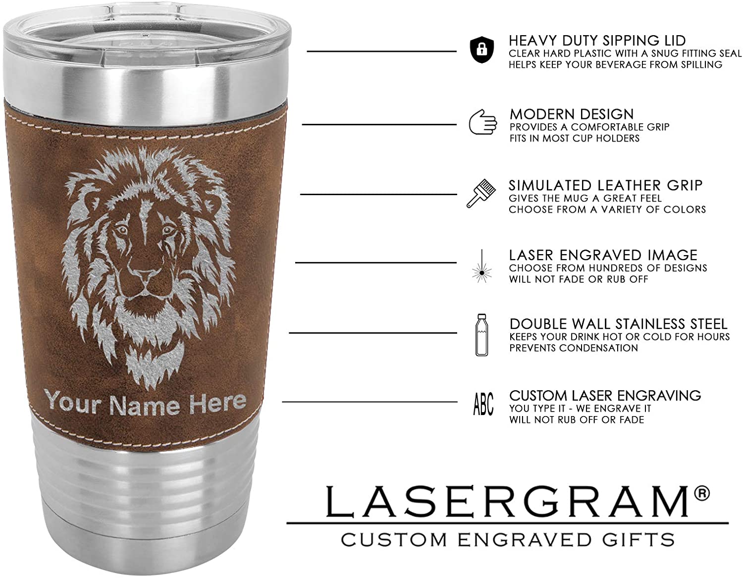 20oz Faux Leather Tumbler Mug, RN Registered Nurse, Personalized Engraving Included - LaserGram Custom Engraved Gifts