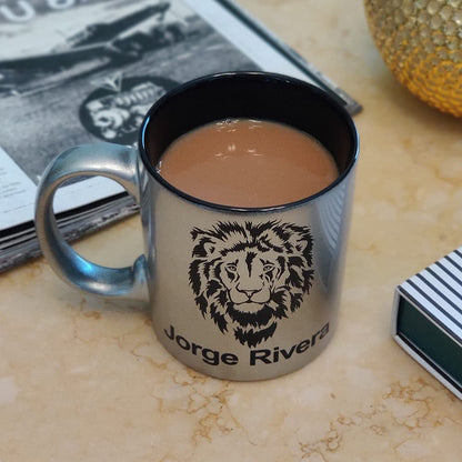 11oz Round Ceramic Coffee Mug, Snowmobile, Personalized Engraving Included