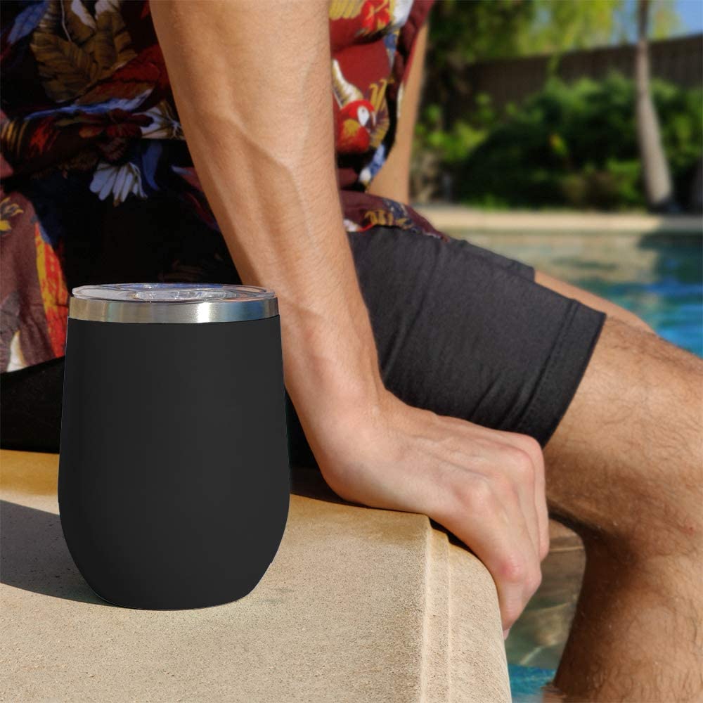 LaserGram Double Wall Stainless Steel Wine Glass, Boxers Boxing, Personalized Engraving Included