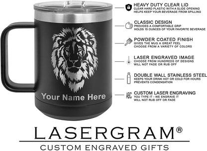 15oz Vacuum Insulated Coffee Mug, Bass Fish, Personalized Engraving Included