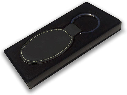 Faux Leather Oval Keychain, Motorcycle, Personalized Engraving Included