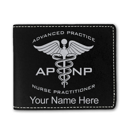 Faux Leather Bi-Fold Wallet, APNP Advanced Practice Nurse Practitioner, Personalized Engraving Included