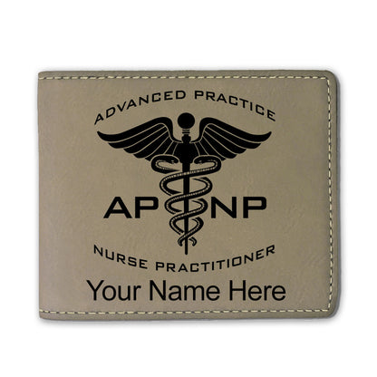 Faux Leather Bi-Fold Wallet, APNP Advanced Practice Nurse Practitioner, Personalized Engraving Included