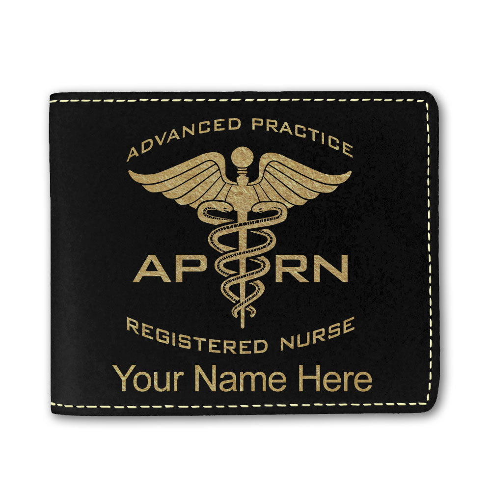 Faux Leather Bi-Fold Wallet, APRN Advanced Practice Registered Nurse, Personalized Engraving Included