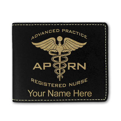 Faux Leather Bi-Fold Wallet, APRN Advanced Practice Registered Nurse, Personalized Engraving Included