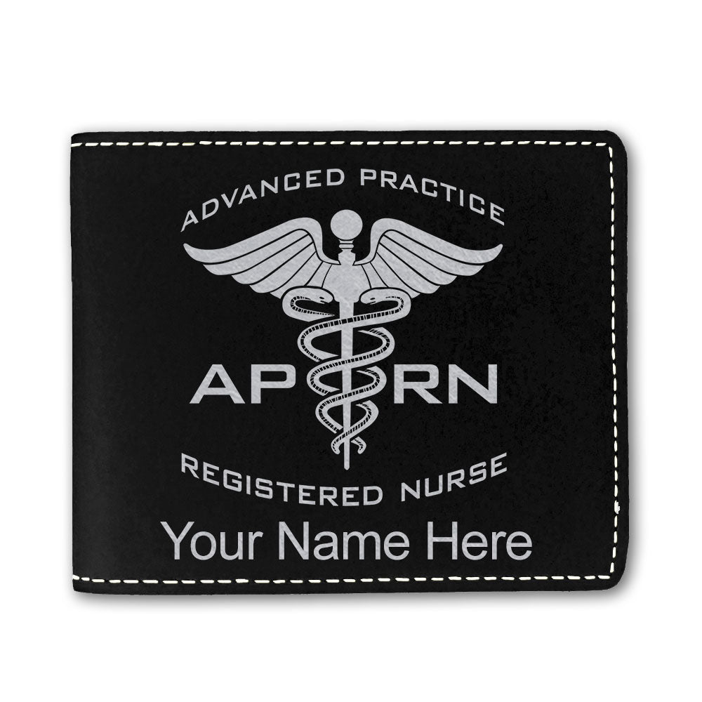 Faux Leather Bi-Fold Wallet, APRN Advanced Practice Registered Nurse, Personalized Engraving Included
