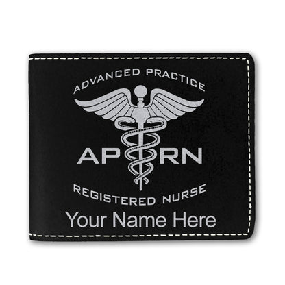 Faux Leather Bi-Fold Wallet, APRN Advanced Practice Registered Nurse, Personalized Engraving Included