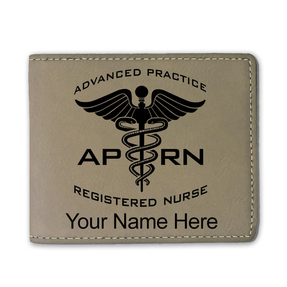 Faux Leather Bi-Fold Wallet, APRN Advanced Practice Registered Nurse, Personalized Engraving Included