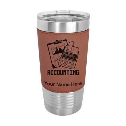 20oz Faux Leather Tumbler Mug, Accounting, Personalized Engraving Included - LaserGram Custom Engraved Gifts