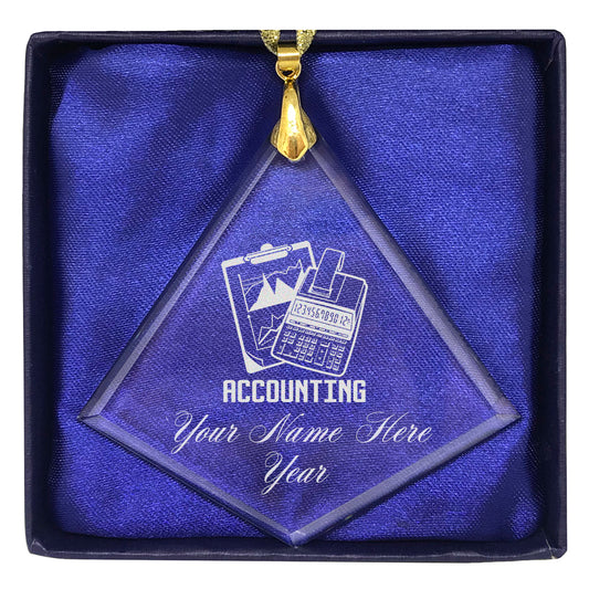 LaserGram Christmas Ornament, Accounting,  Personalized Engraving Included (Diamond Shape)