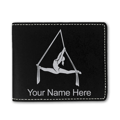 Faux Leather Bi-Fold Wallet, Aerial Silks, Personalized Engraving Included
