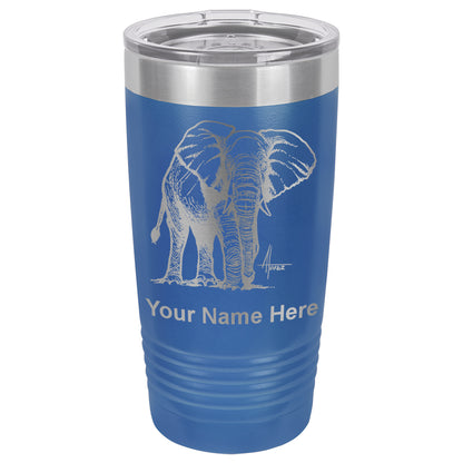 20oz Vacuum Insulated Tumbler Mug, African Elephant, Personalized Engraving Included