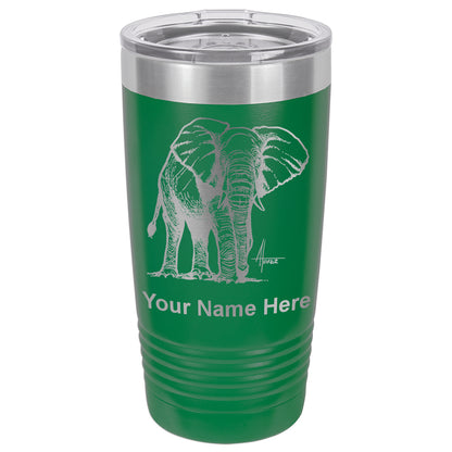 20oz Vacuum Insulated Tumbler Mug, African Elephant, Personalized Engraving Included