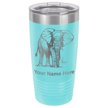 20oz Vacuum Insulated Tumbler Mug, African Elephant, Personalized Engraving Included