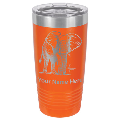 20oz Vacuum Insulated Tumbler Mug, African Elephant, Personalized Engraving Included