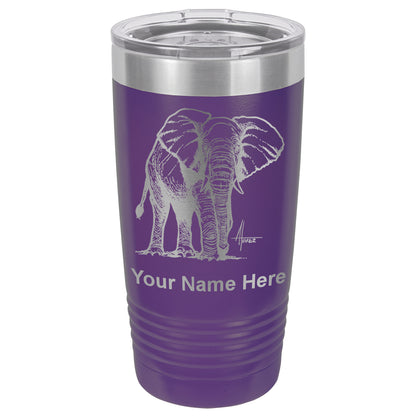 20oz Vacuum Insulated Tumbler Mug, African Elephant, Personalized Engraving Included
